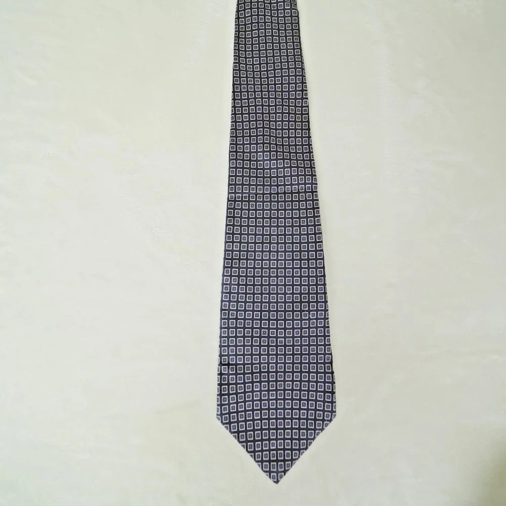 Lauren Ralph Lauren Silk‎ Tie Blue Geometric Pattern 34